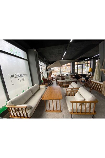 CLK Garden Ramses Bahçe Oturma Grubu Ahşap Takım Mobilya Balkon Mobilyası