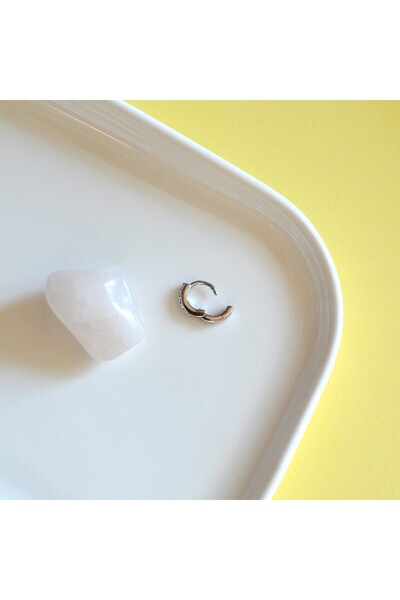 Heppii 6 mm Silver Renk Taşlı Halka Piercing Tragus Forward Helix Kıkırdak