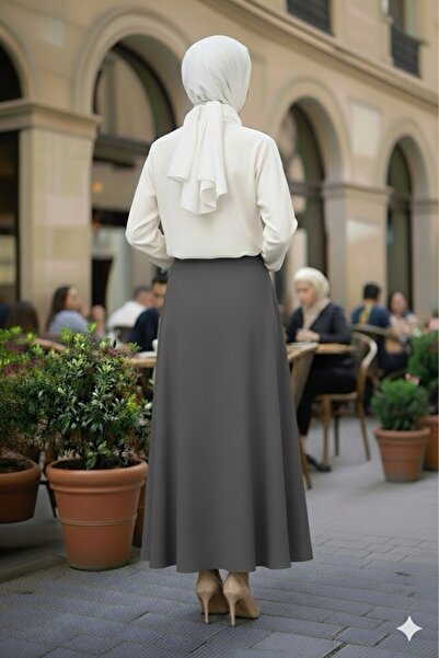 ECEYLÜL MODA Scuba Crepe Belled Skirt with Elastic Waist (93-94cm Length) (Short-Term Launch Price)