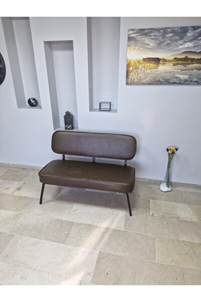 WATERYBROOK Ofis Bekleme İkili Koltugu - Ofis Buro Koltugu-Berjer-koltuk -Bekleme Koltugu- Deri - Kahverengi