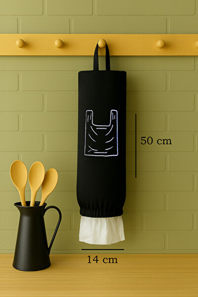 Paris Home Asılabilir Poşet Organizer, Siyah Poşetlik, Mutfak Düzenleyici Poşet Düzenleyici, Poşet Sepeti