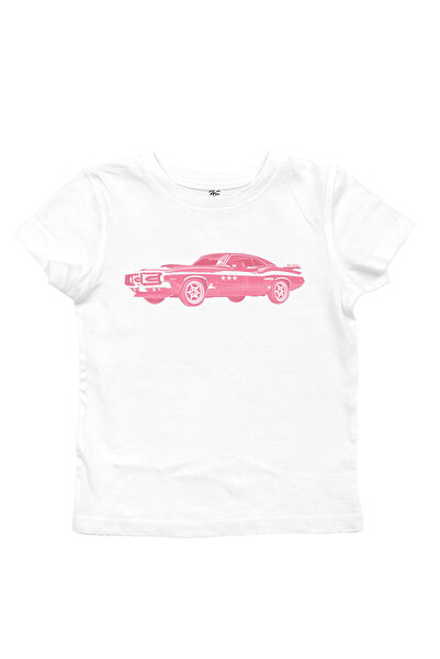 WHITE OF CREATIVE Kadın Araba Baskılı Baby Tee Crop Top