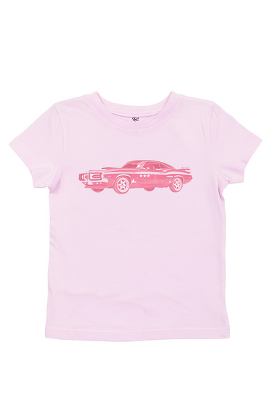 WHITE OF CREATIVE Kadın Araba Baskılı Baby Tee Crop Top