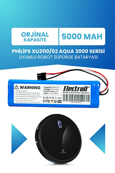 ELECTROLL Philips Xu3110/02 Aqua 3000 Serisi Uyumlu Batarya (STANDART KAPASİT...