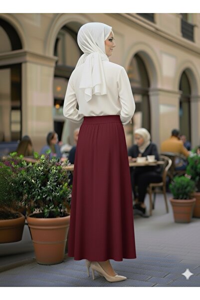 ECEYLÜL MODA Scuba Crepe Belled Skirt with Elastic Waist (93-94cm Length) (Short-Term Launch Price)