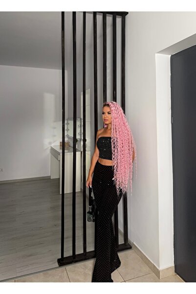 by SLA boutique Diamond flared pants with rhinestones