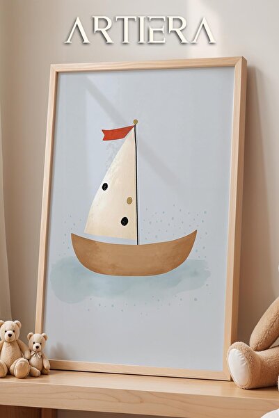 HİGUERA Ζωγραφική τοίχου με ξύλινο πλαίσιο για παιδικό δωμάτιο με θέμα τη θάλ...