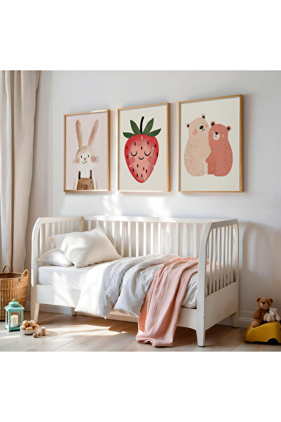 HİGUERA Σετ ζωγραφικής με φυσικό ξύλινο σκελετό 3 τεμαχίων Rabbit, Strawberry...