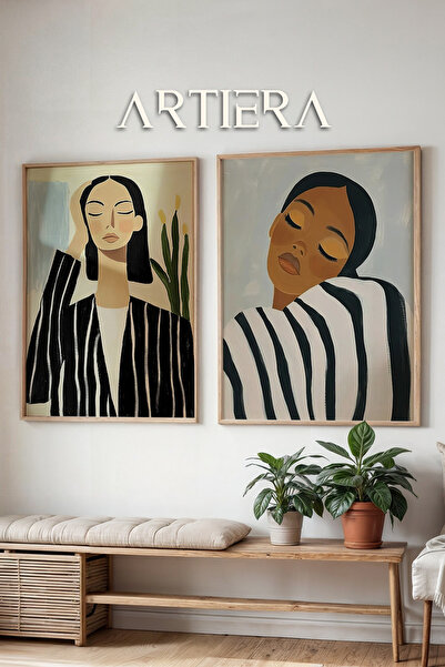 HİGUERA Φρόντιση και κομψότητα με γραμμές Αίσθηση ελαιογραφίας Διπλό ξύλινο π...