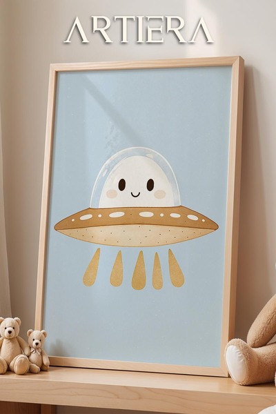 HİGUERA Χαριτωμένο Ufo Space θέμα Baby Boy Διακόσμηση παιδικού δωματίου Ζωγρα...
