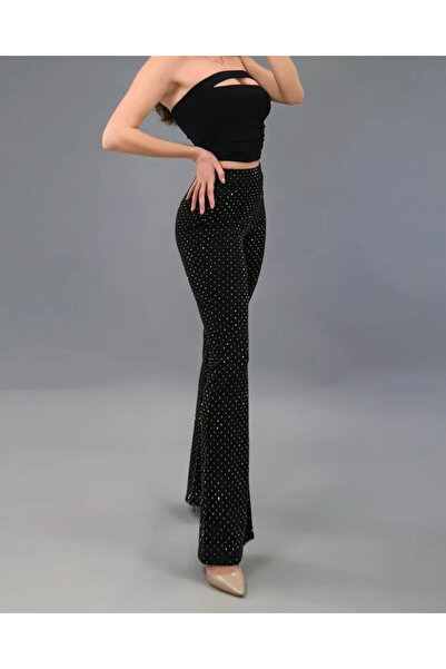by SLA boutique Diamond flared pants with rhinestones
