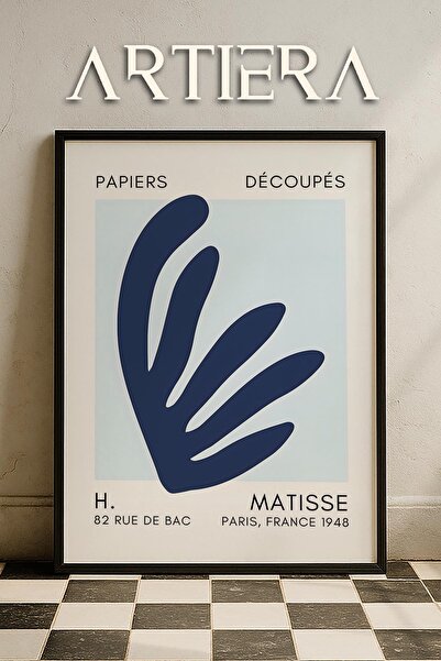HİGUERA Σειρά Matisse Paper Cuttings Μπλε αφηρημένο φύλλο ζωγραφική τοίχου με...