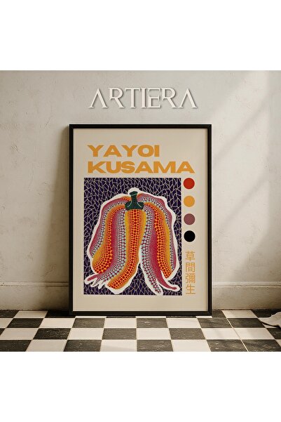 HİGUERA Yayoi Kusama Διάσημος Ζωγράφος Μωβ Φόντο Μοντέρνα Vintage Ιαπωνική Τέ...