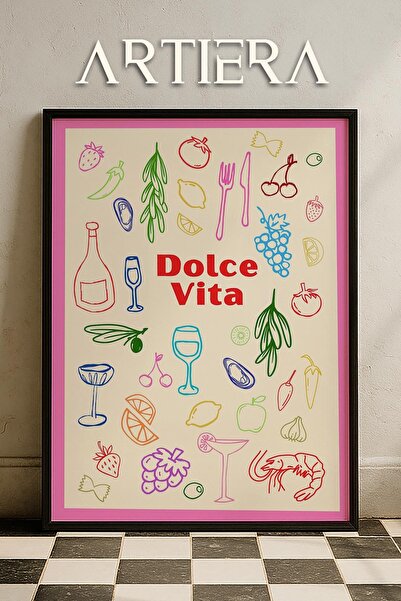 HİGUERA Τυπογραφία Μοντέρνα Μεσογειακή Ιταλική Ζωγραφική Κουζίνας με Ξύλινο Π...