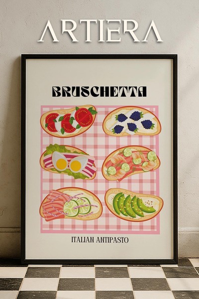 HİGUERA Τυπογραφία Μοντέρνα Μεσογειακή Ιταλική Ζωγραφική Κουζίνας με Ξύλινο Π...