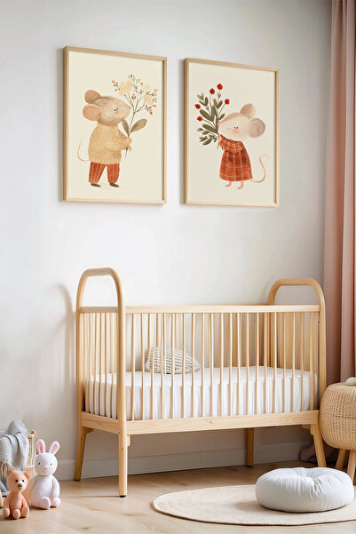 HİGUERA Ποντίκια που διασταύρωνουν λουλούδια - Πίνακας παιδικού δωματίου και ...