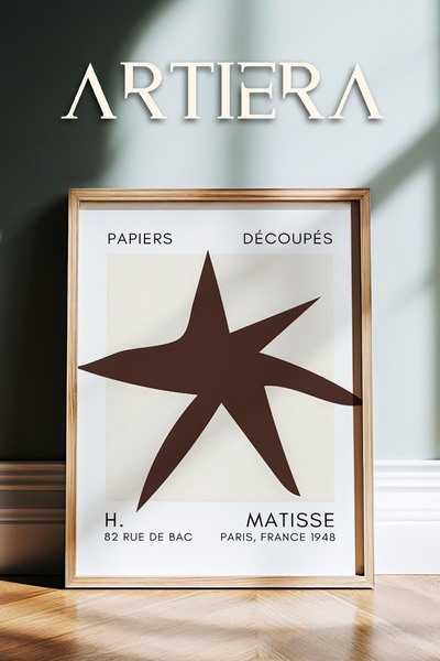 HİGUERA Σειρά Matisse Paper Cuttings Earth Tone Brown Abstract Star Ζωγραφική...