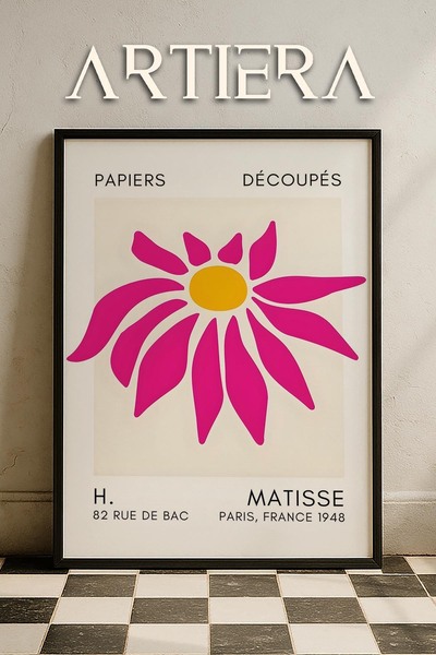 HİGUERA Σειρά Matisse Paper Cuttings Φούξια αφηρημένο λουλούδι ζωγραφική τοίχ...