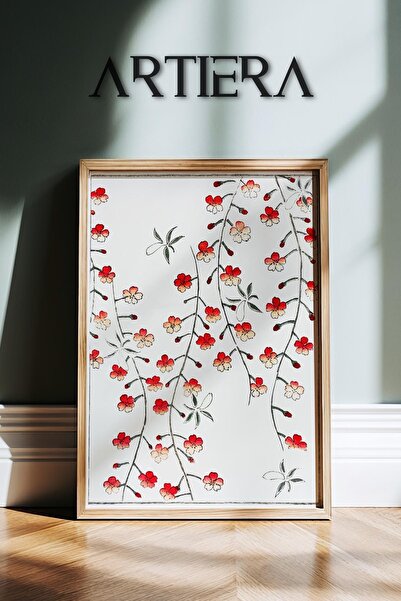 HİGUERA Κόκκινα λουλούδια Βοτανική Μινιμαλιστική Vintage Τέχνη Japandi Πίνακα...