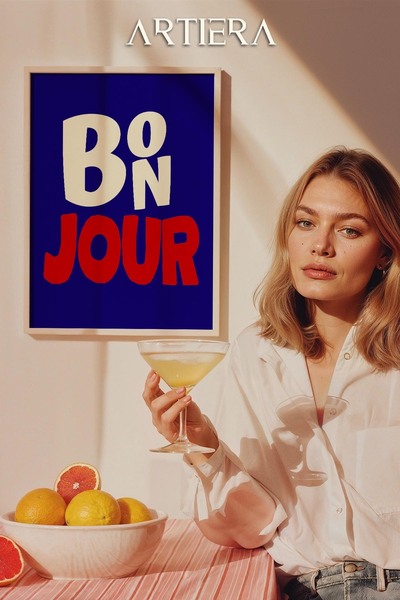 HİGUERA Τυπογραφία Μοντέρνα Μεσογειακή Ιταλική Ζωγραφική Κουζίνας με Ξύλινο Π...