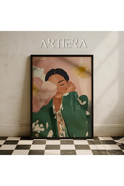 HİGUERA Μοντέρνο γυναικείο πορτρέτο Πράσινο ξύλινο πλαίσιο ζωγραφική τοίχου
