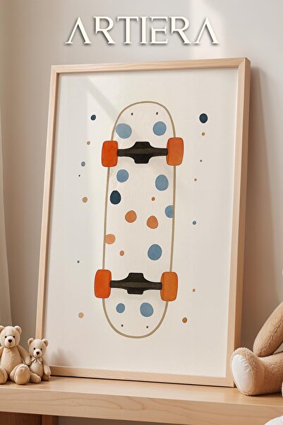 HİGUERA Μινιμαλιστικό Skateboard Sports Themed Baby Kids Room Διακόσμηση Τοίχ...