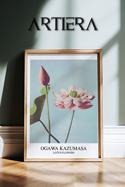 HİGUERA Ogawa Kazumasa Διάσημος ζωγράφος Lotus Flower Vintage Japandi Art Ζωγ...