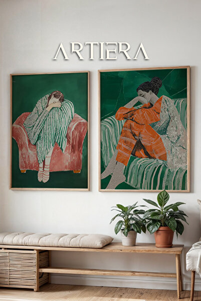 HİGUERA Μελανχολία του Κόκκινου και του Πράσινου Ελαιογραφία Αίσθηση Διπλό Ξύ...