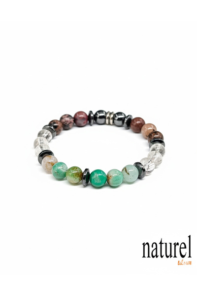 Naturel Tılsım سوار للجنسين من الحجر الطبيعي برج الثور |   رودانيت-كريسوبرا-ك...