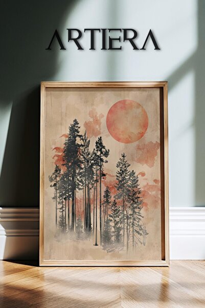 HİGUERA Vintage Landscape Nature Japandi Art Ζωγραφική τοίχου με φυσικό ξύλιν...