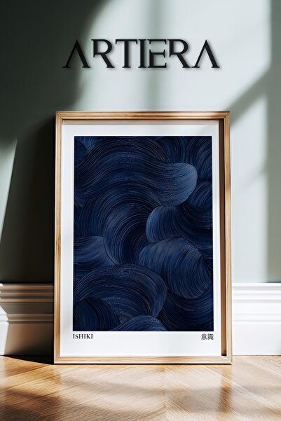 HİGUERA Ishiki Consciousness – Μοντέρνα Τέχνη Japandi Μπλε Μπλε Πινέλο Μοτίβο...