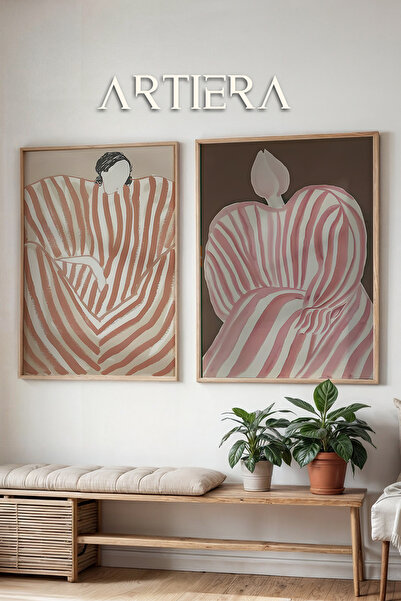 HİGUERA Τερακότα ριγέ φιγούρα ελαιογραφία Feel Διπλό ξύλινο πλαίσιο ζωγραφική...