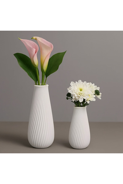 3DPROGA 3D BASKI Dekoratif Sert plastik Vazo – Beyaz – 18/14cm