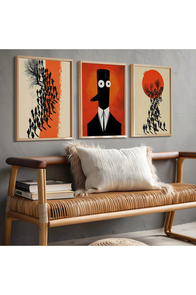 HİGUERA Τριπλή Ανθρώπινη Φιγούρα Κόκκινη Αφηρημένη Σειρά Ζωγραφική τοίχου με ...