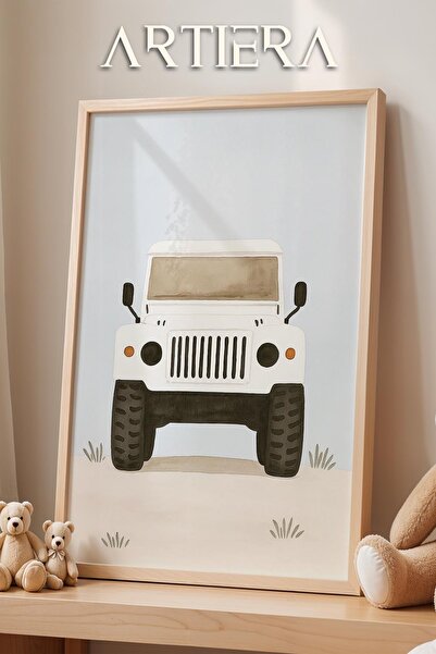 HİGUERA Διακόσμηση αγοριού με θέμα το αυτοκίνητο Jeep Πίνακας τοίχου με φυσικ...