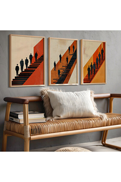 HİGUERA Σετ τριπλής αφηρημένης ανθρώπινης φιγούρας Reds Abstract Natural Wood...