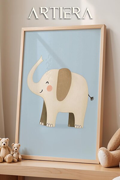 HİGUERA Χαριτωμένος ελέφαντας μπλε φόντο με θέμα τα ζώα Διακόσμηση παιδικού δ...