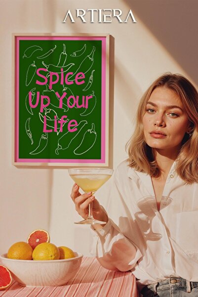 HİGUERA Τυπογραφία Μοντέρνα Μεσογειακή Ιταλική Ζωγραφική Κουζίνας με Ξύλινο Π...