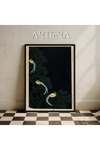 HİGUERA Παπαγάλοι με θέμα τα ζώα Vintage Japandi Art Ζωγραφική τοίχου με ξύλι...