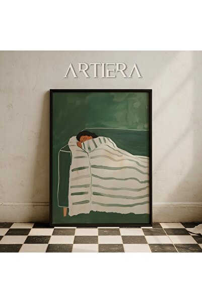 HİGUERA Μινιμαλιστικό αφηρημένο γυναικείο πορτρέτο Μοντέρνο πράσινο λευκό ξύλ...