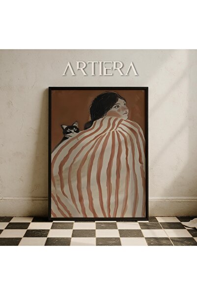 HİGUERA Αφηρημένο γυναικείο πορτρέτο που αναπαύεται με τη γάτα του Σύγχρονη μ...