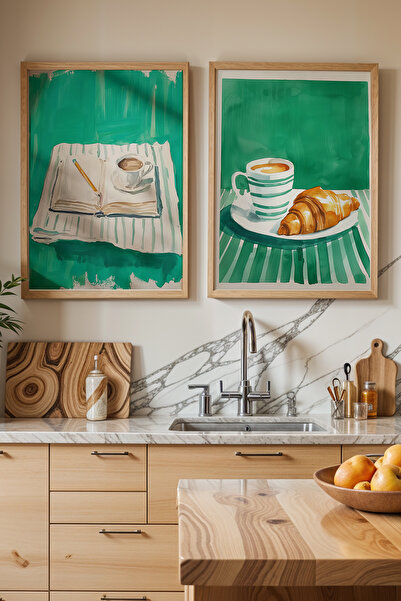 HİGUERA Βιβλίο και Καφέ Εικονογράφηση KTB Ζωγραφική τοίχου κουζίνας με φυσικό...