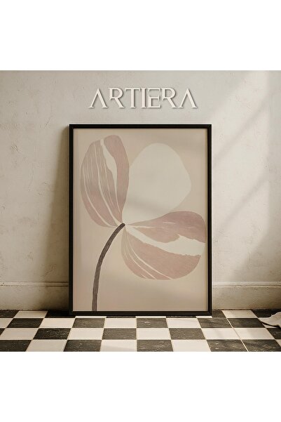 HİGUERA Μπεζ αποχρώσεις Λουλούδι Αφηρημένη Βοτανική Σύγχρονη Μινιμαλιστική Τέ...