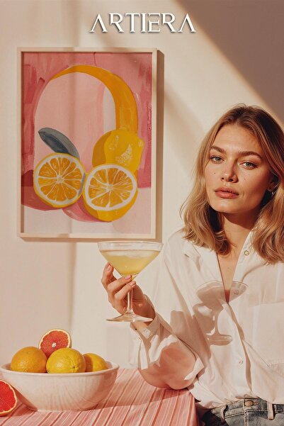 HİGUERA Lemons Μοντέρνο Μεσογειακό Ιταλικό Στιλ Τραπέζι Κουζίνας με Ξύλινο Πλ...