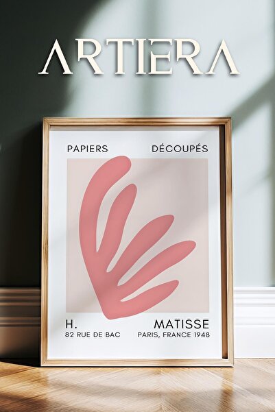 HİGUERA Σειρά Matisse Paper Cuttings Dusty Pink Abstract Leaf Ζωγραφική τοίχο...
