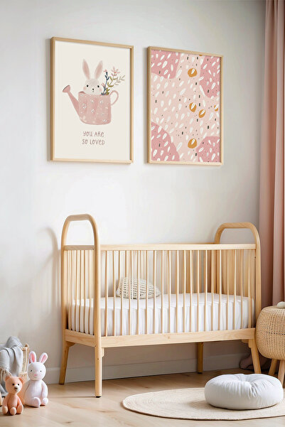 HİGUERA Πίνακας 2 τεμαχίων Rabbit and Watering Can Φυσικό ξύλινο πλαίσιο Παιδ...