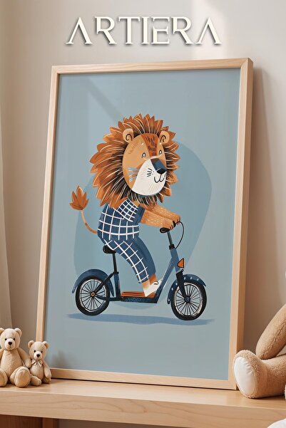 HİGUERA Διακόσμηση παιδικού δωματίου Bicycle Riding Lion Ζωγραφική τοίχου με ...