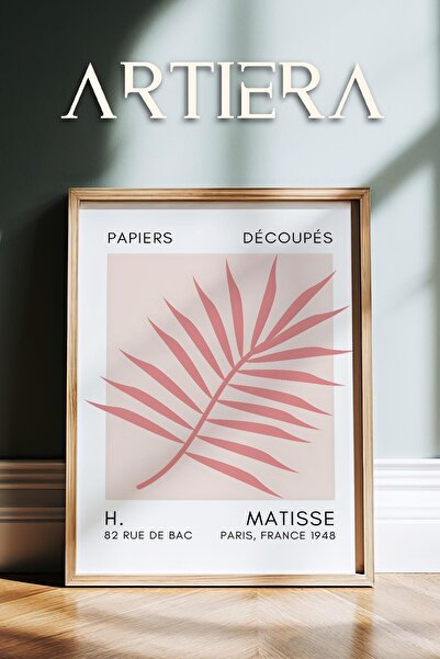 HİGUERA Σειρά Matisse Paper Cuttings Dusty Pink Palm Leaf Πίνακας τοίχου με ξ...