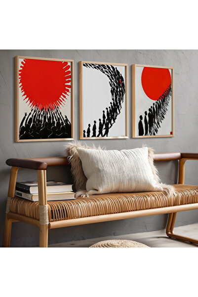 HİGUERA Τριπλή Ανθρώπινη Φιγούρα Κόκκινη Αφηρημένη Σειρά Ζωγραφική τοίχου με ...