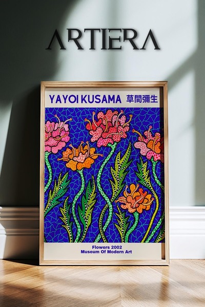 HİGUERA Yayoi Kusama celebru pictor albastru colorat modern vintage japandi a...